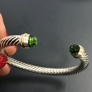 DY Silver & 14k Gold 7mm Bracelet Green Peridot